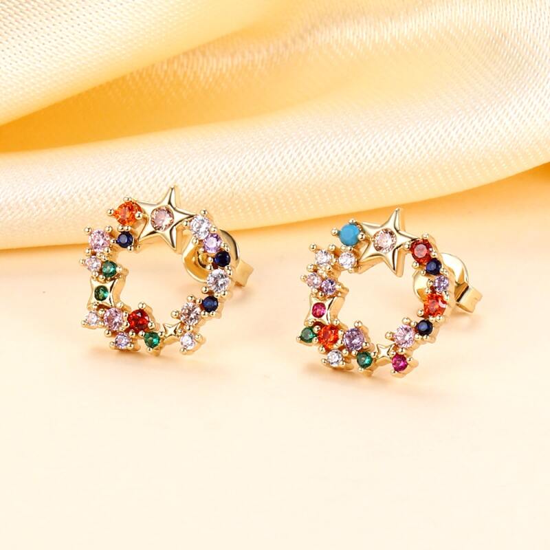 

Rhinestone Decor Earrings, Gold