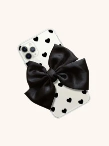 Bowknot Decor Heart Pattern Phone Case - Black - View 2