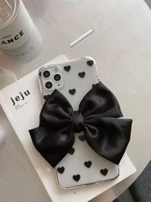 Bowknot Decor Heart Pattern Phone Case - Black - View 6