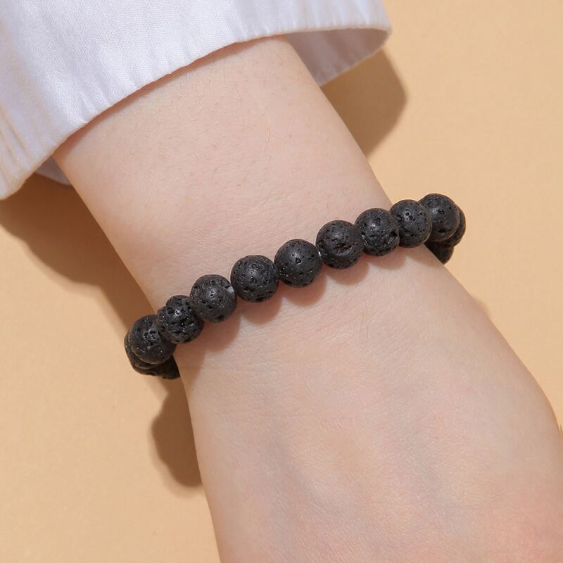 

Solid Beaded Decor Bracelet, Black