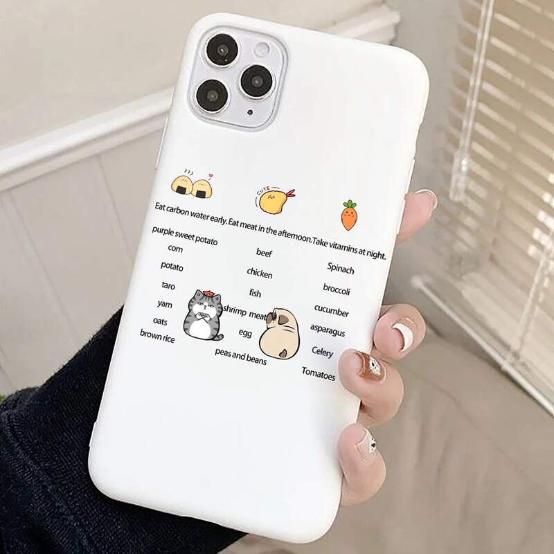 

Cartoon & Letter Graphic Phone Case, Multicolor