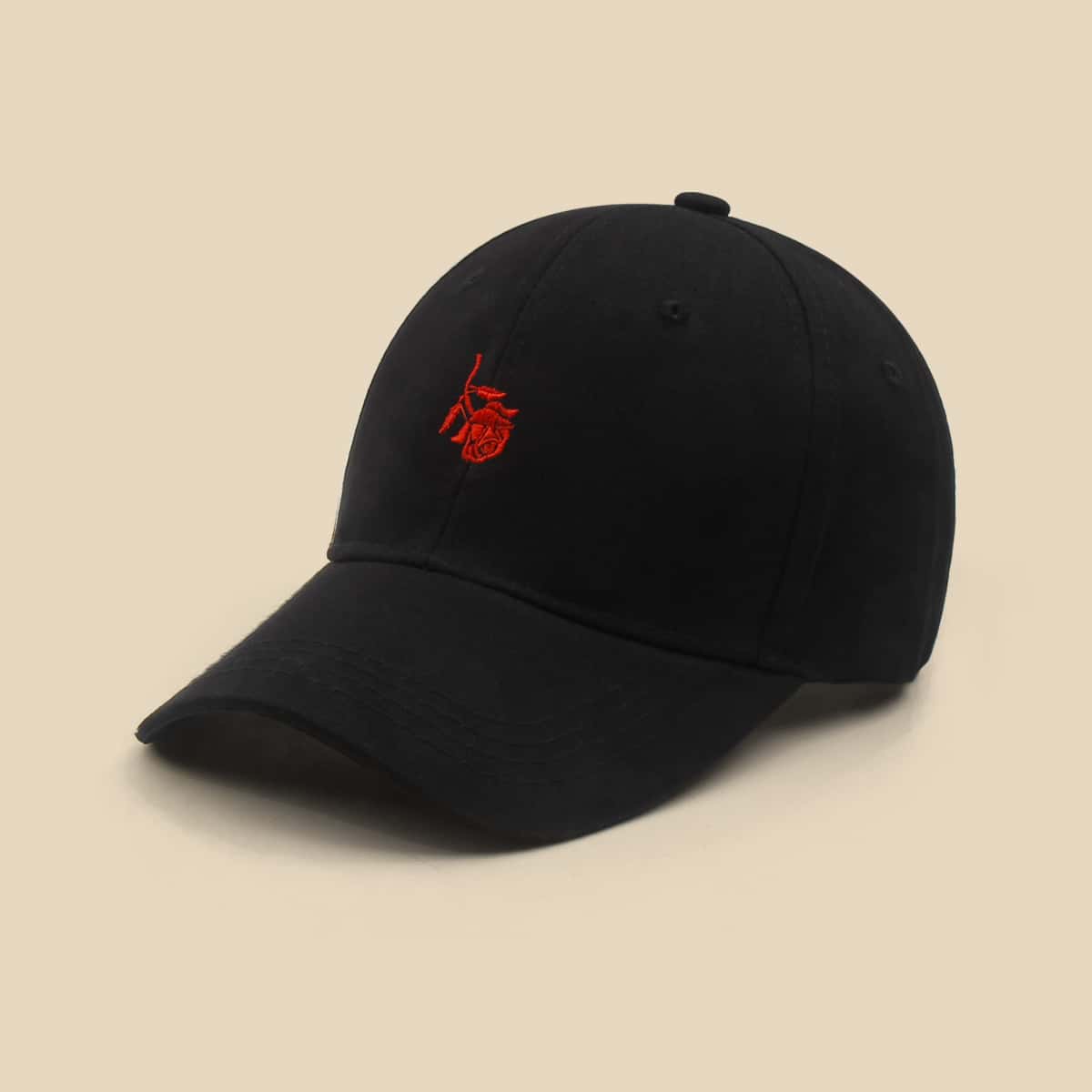 

Flower Embroidered Baseball Cap, Black