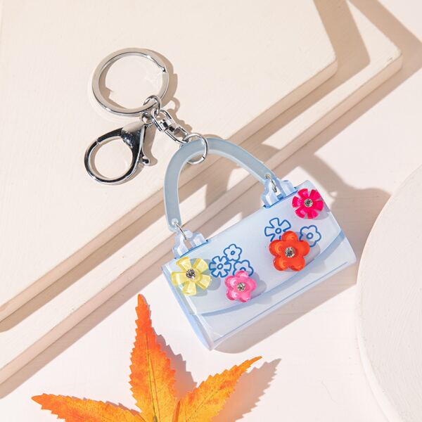 

Flower Decor Bag Charm Keychain, Baby blue