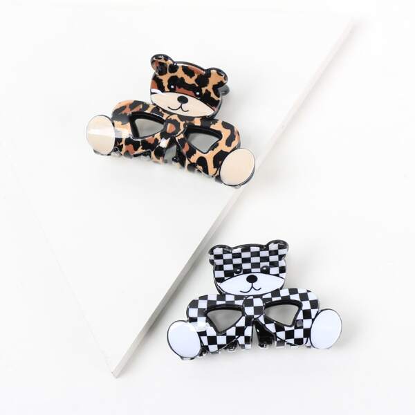 

2pcs Bear Design Hair Claw, Multicolor