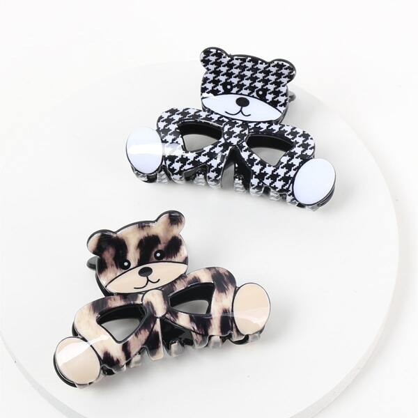 

2pcs Bear Design Hair Claw, Multicolor