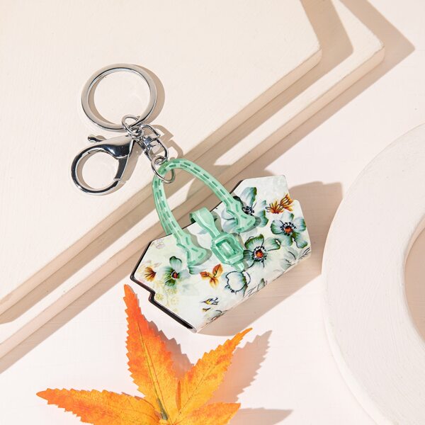 

Floral Bag Charm Keychain, Green