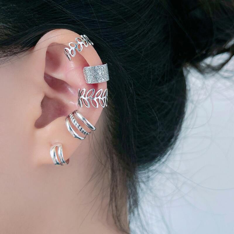 

5pcs Hollow Out Ear Cuff, Antique silver