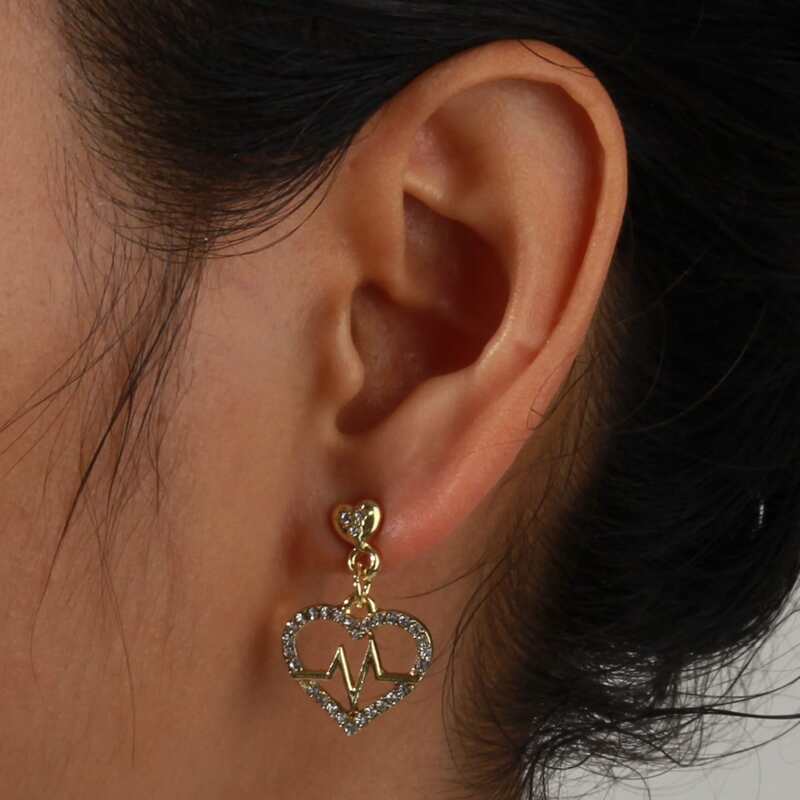 

Heart Design Earrings, Gold