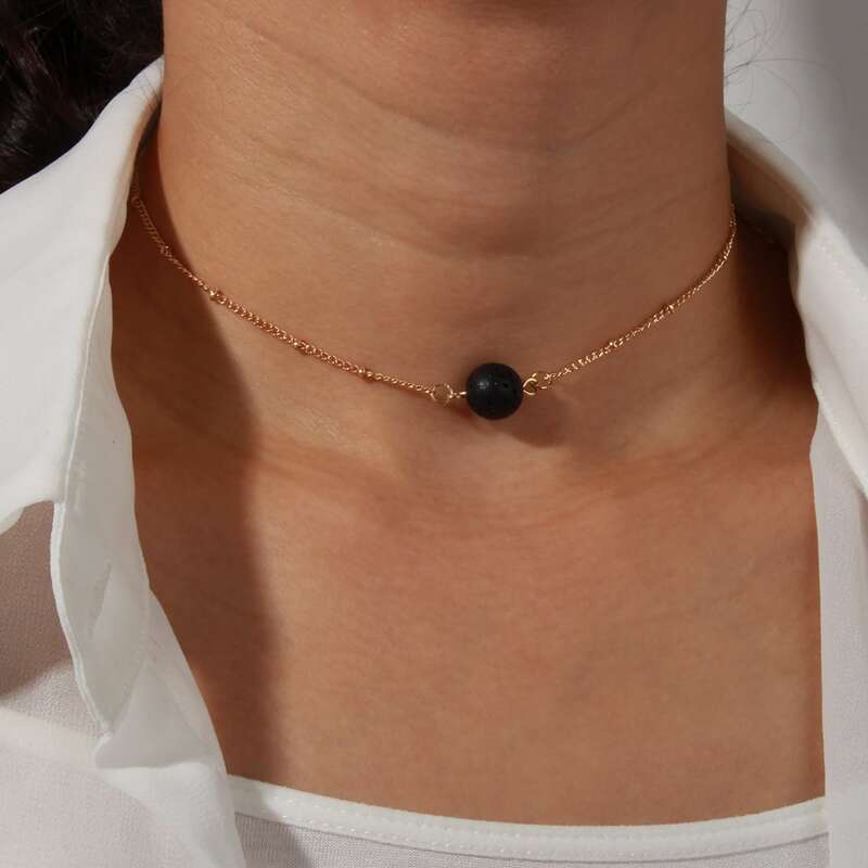 

1pc Simple Necklace, Black