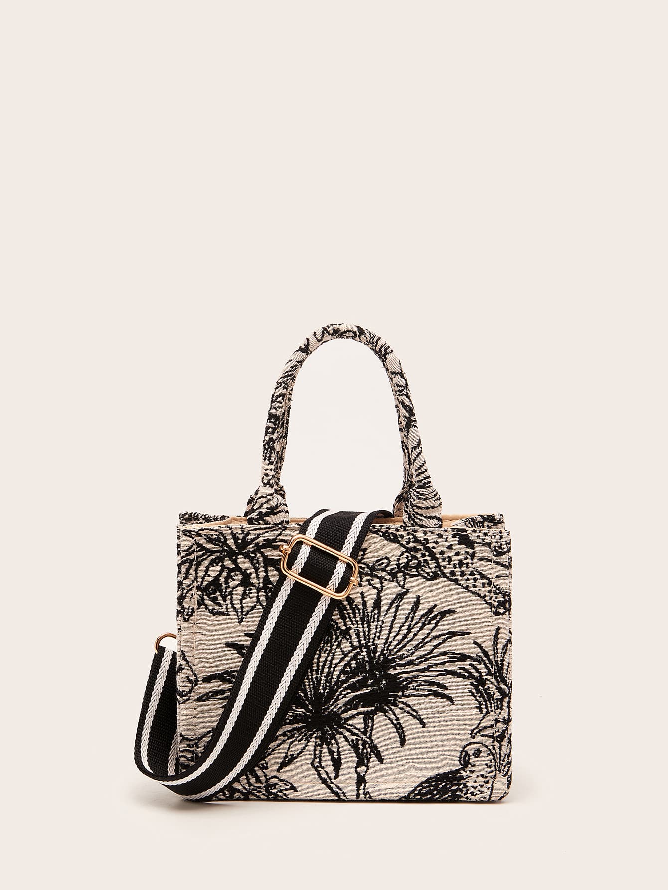 floral graphic satchel bag