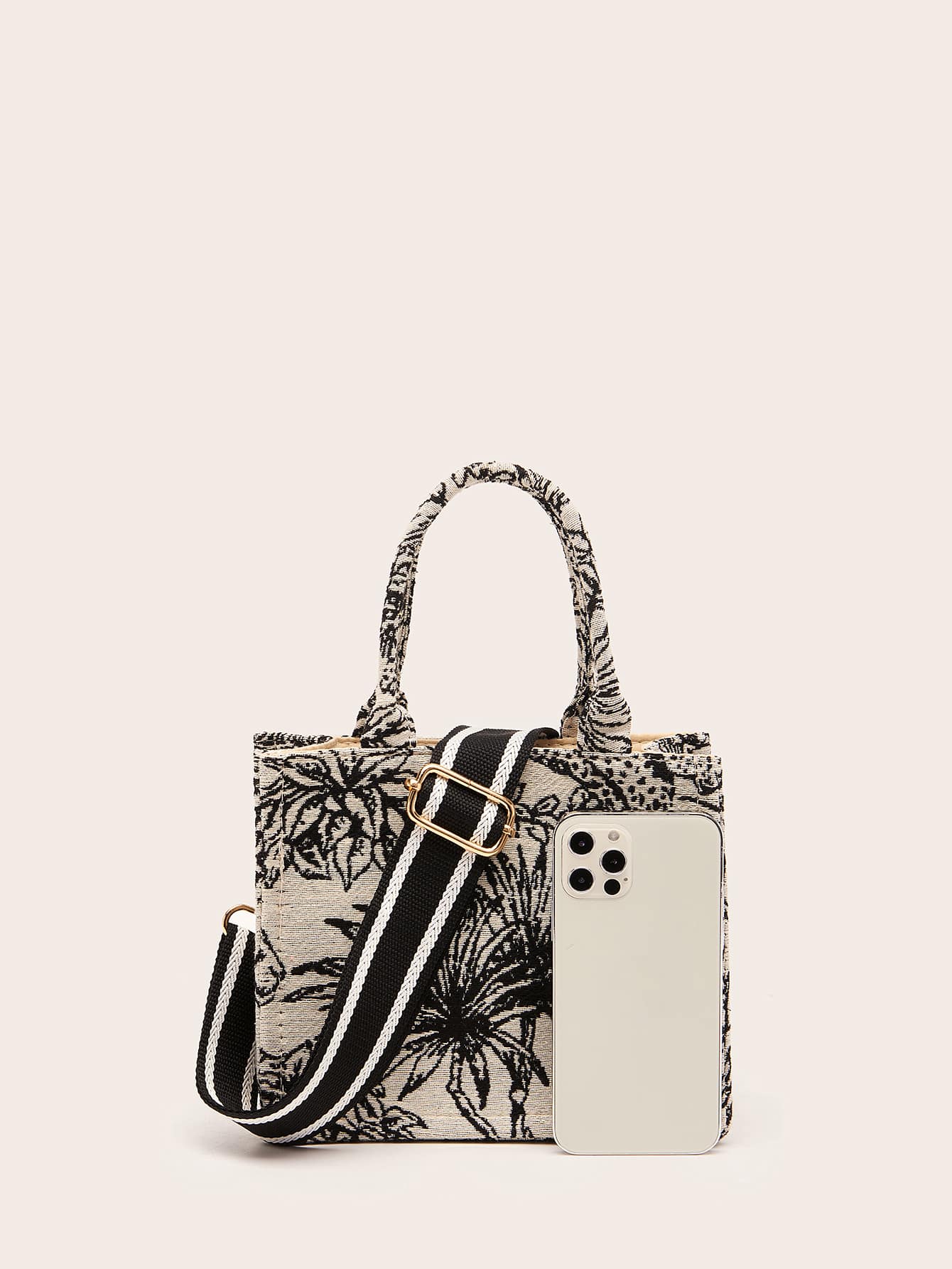 floral graphic satchel bag