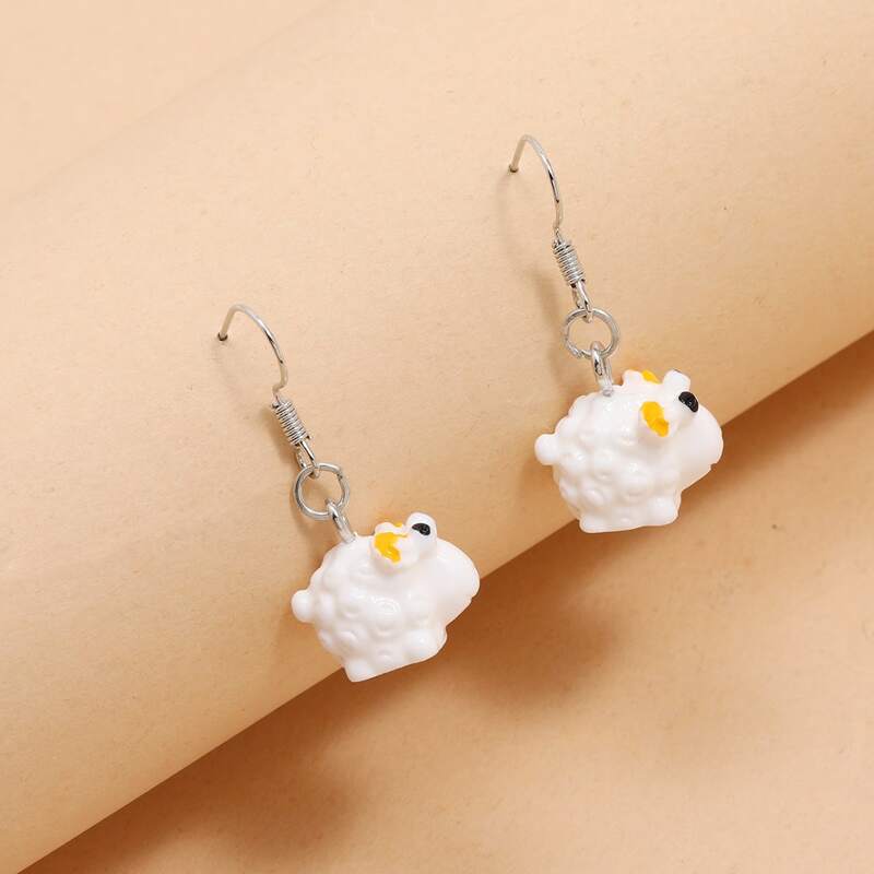 

Cartoon Sheep Charm Earrings, Multicolor