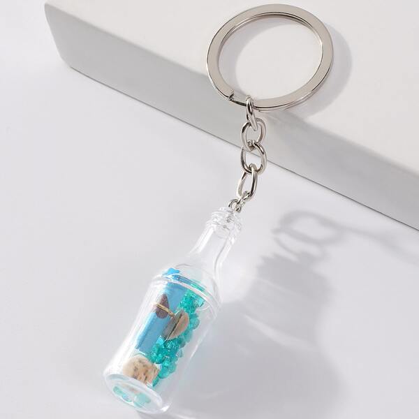 

Drifting Bottle Charm Keychain, Blue