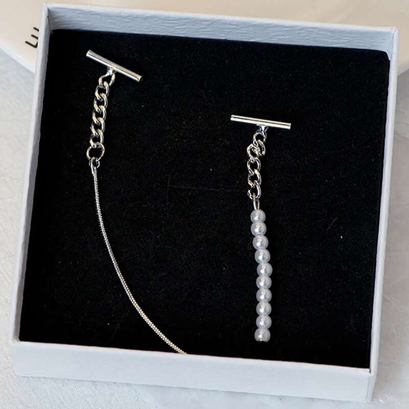 

Faux Pearl Asymmetrical Earrings, White