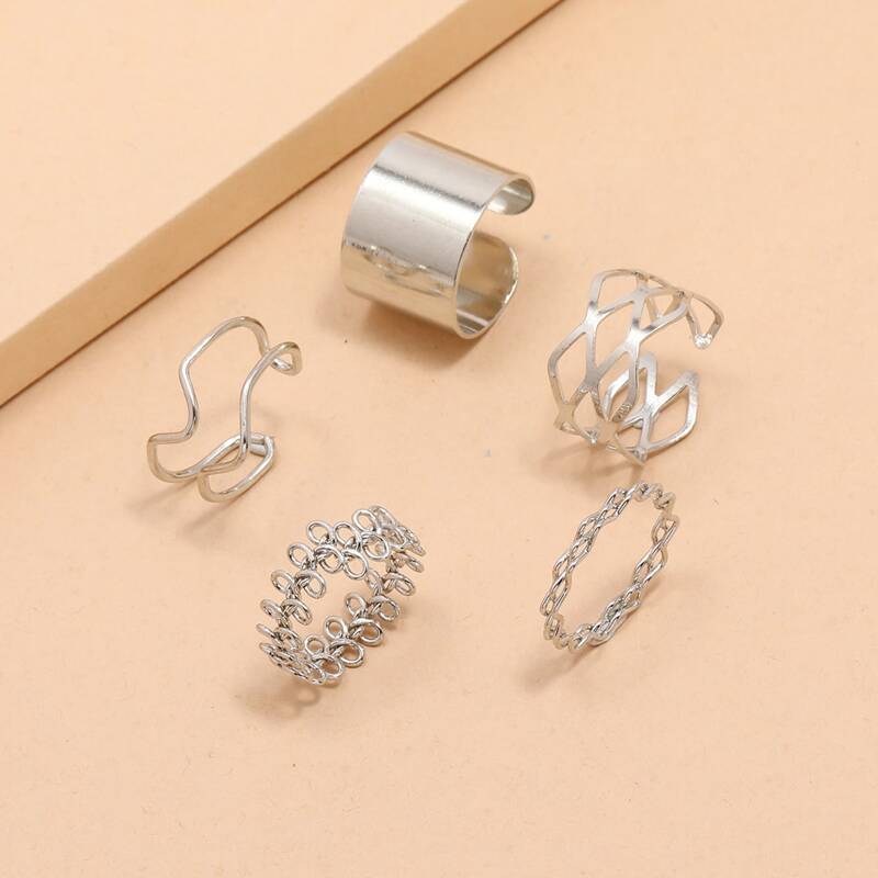 

5pcs Minimalist Ring, Silver