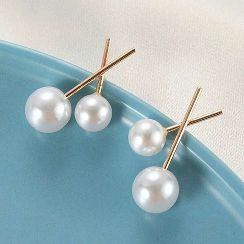 

Faux Pearl Stud Earrings, Gold