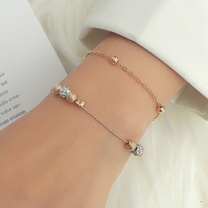 

1pc Rhinestone Decor Chain Bracelet, Gold