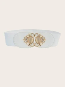 Rhinestone Decor Buckle Belt - White - View 2
