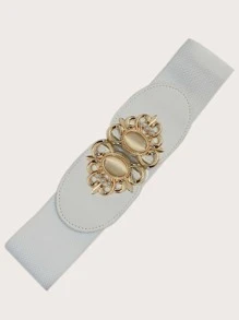 Rhinestone Decor Buckle Belt - White - View 3