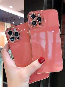 6d 電鍍硬式手機殼，平邊，相容於 Iphone 15/iphone 15 Pro/iphone 15 Pro Max - 玫紅色 - 查看 2