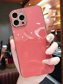 6d 電鍍硬式手機殼，平邊，相容於 Iphone 15/iphone 15 Pro/iphone 15 Pro Max - 玫紅色 - 查看 3