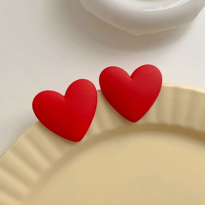 

Heart Stud Earrings, Red