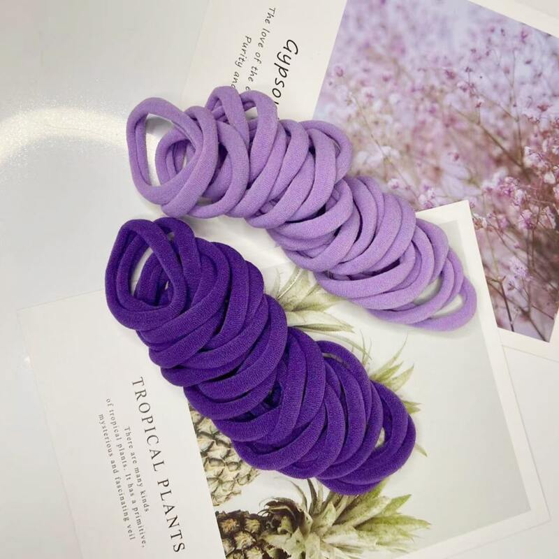 

50pcs Solid Hair Tie, Purple