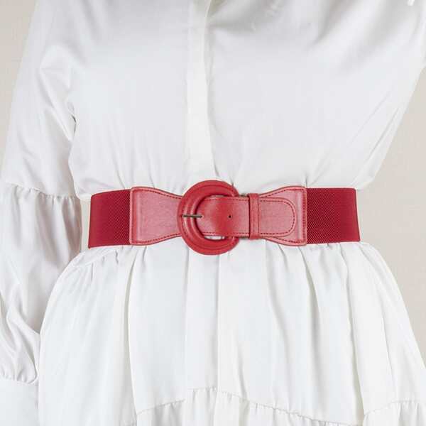 

Simple Buckle Plus Size Belt, Red
