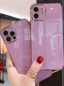 6d Electroplated Hard Phone Case With Flat Edges Compatible With Iphone 15/iphone 15 Pro/iphone 15 Pro Max - Purple - View 2