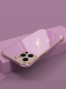6d Electroplated Hard Phone Case With Flat Edges Compatible With Iphone 15/iphone 15 Pro/iphone 15 Pro Max - Purple - View 3