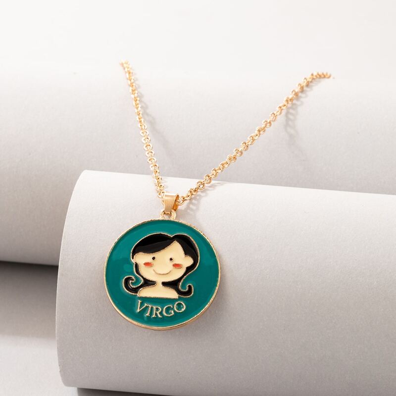 

1pc Constellation Graphic Pendant Necklace, Gold
