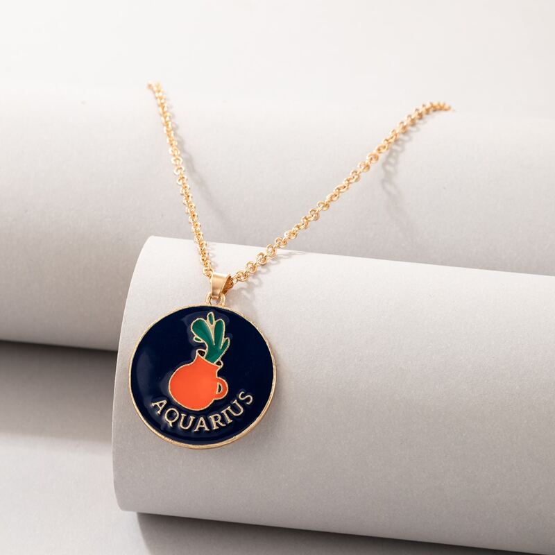 

1pc Constellation Graphic Pendant Necklace, Gold