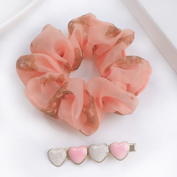 

Heart Decor Hair Clip & Scrunchie, Multicolor