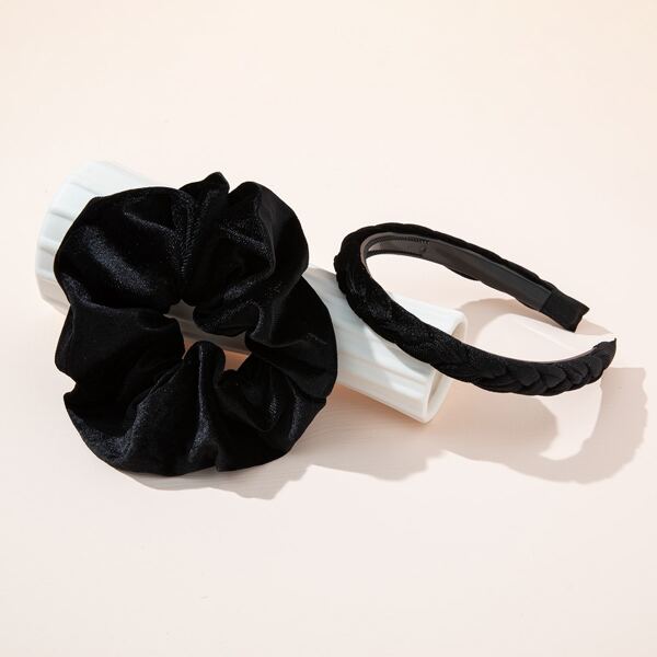 

Solid Headband & Scrunchie, Black