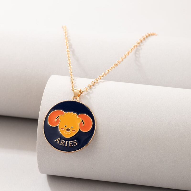 

1pc Constellation Graphic Pendant Necklace, Gold