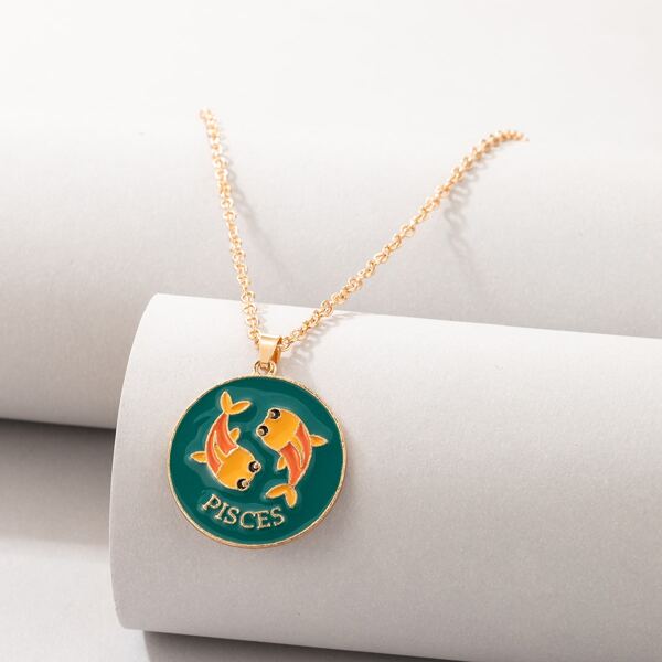 

Pisces Symbol Charm Necklace, Multicolor
