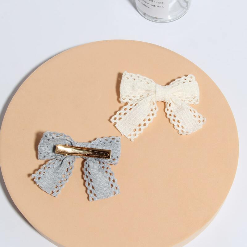 

2pcs Bow Decor Hair Clip, Multicolor