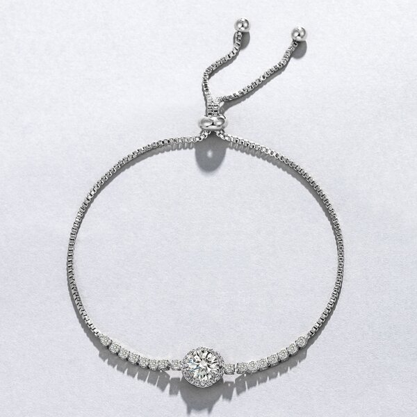 

Round Zircon Decor Bracelet, Silver