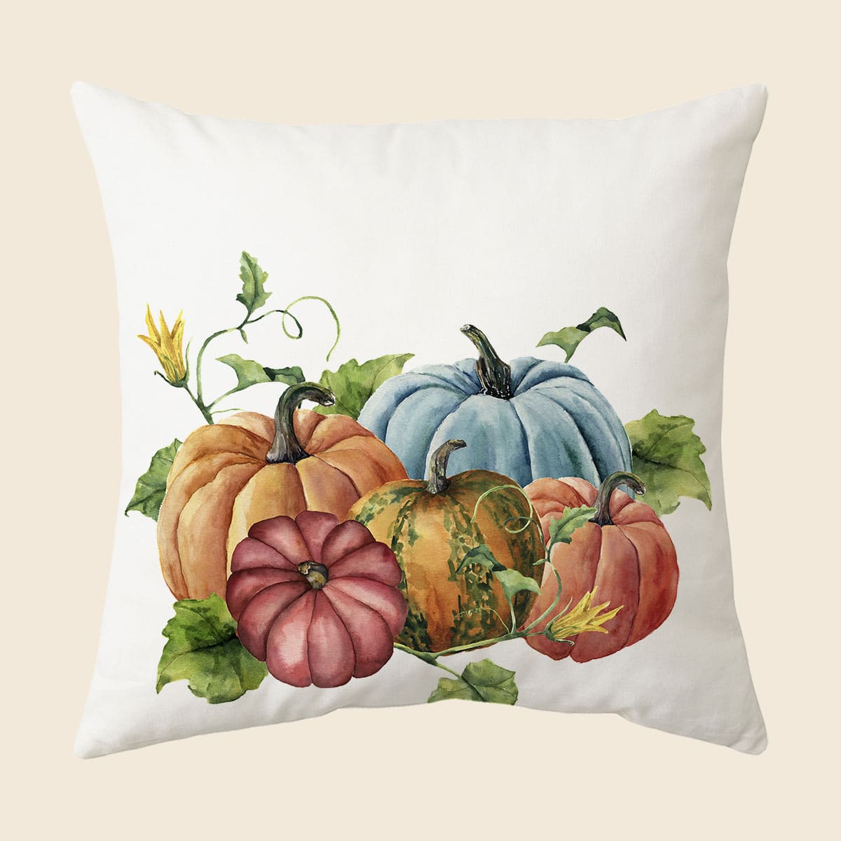 

Pumpkin Print Cushion Cover Without Filler, Multicolor