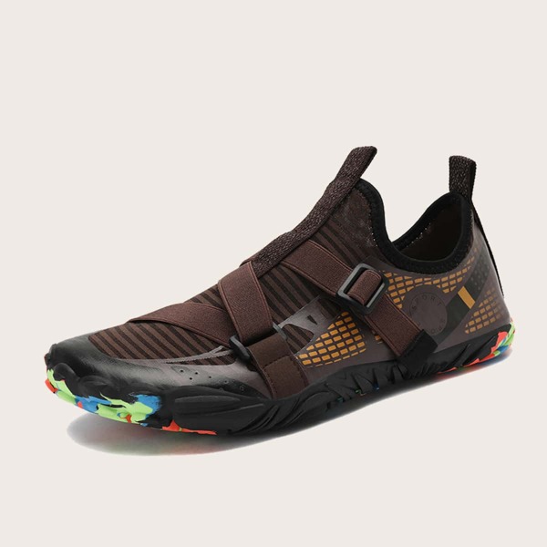 

Men Colorblock Slip On Water Shoes, Coffee brown