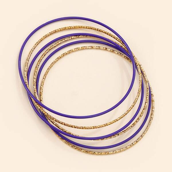 

6pcs Simple Bangle, Multicolor