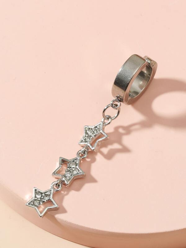 件裝女式不鏽鋼假肚臍環五尖星狀肚臍環夾