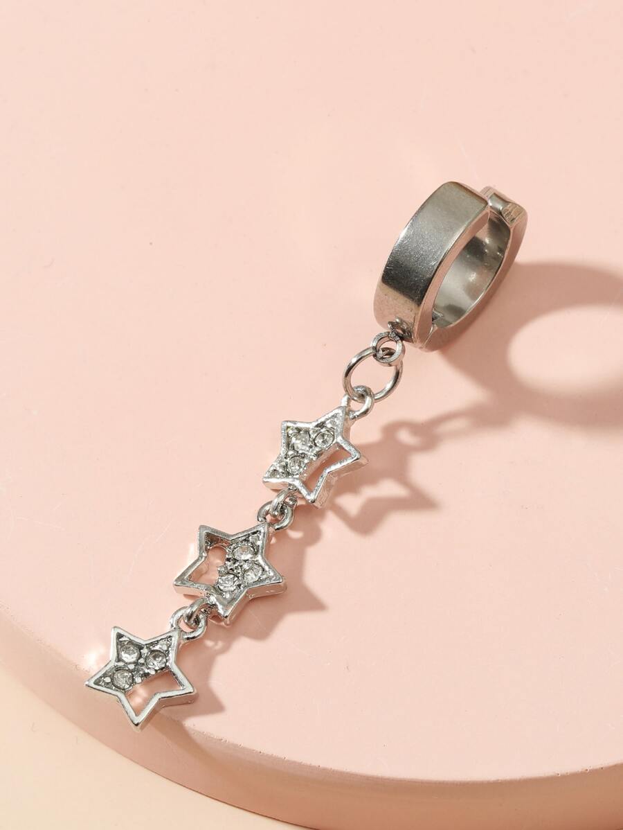 件裝女式不鏽鋼假肚臍環五尖星狀肚臍環夾