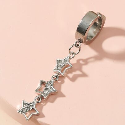 件裝女式不鏽鋼假肚臍環五尖星狀肚臍環夾