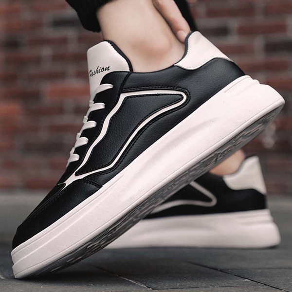 

Men Two Tone Lace Up Front Skate Shoes, Black