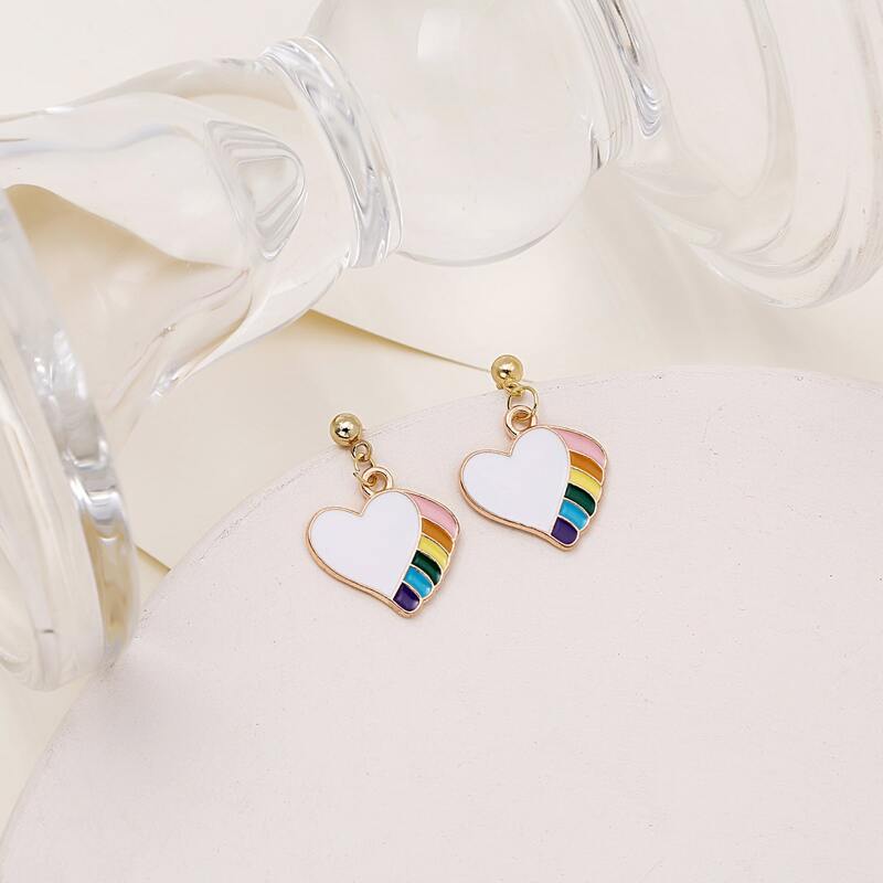 

Heart Charm Earrings, Multicolor