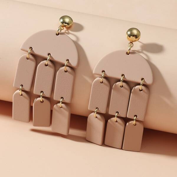 

Link Geometric Drop Earrings, Brown
