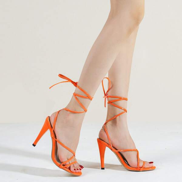

Minimalist Stiletto Gladiator Sandals, Orange