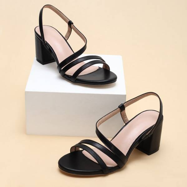 

Minimalist Chunky Slingback Mules, Black