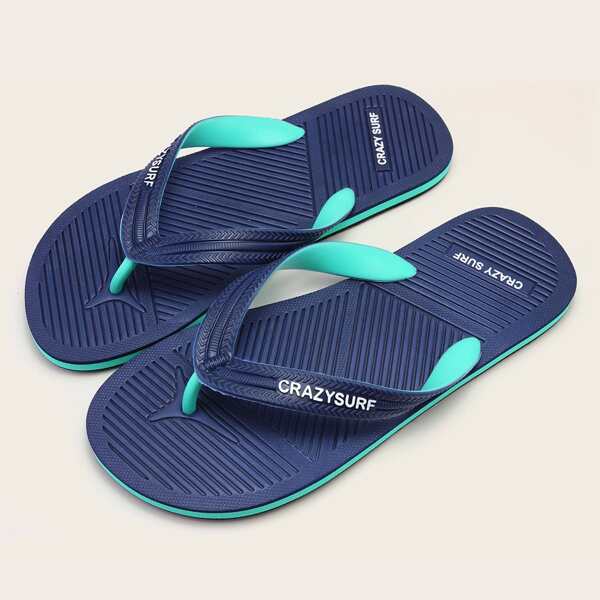 

Men Letter Graphic Thong Sandals, Blue